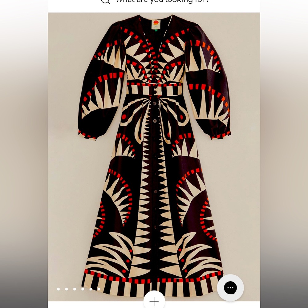 Farm Rio Black Coconut Grove Puff Sleeve Maxi Dress
